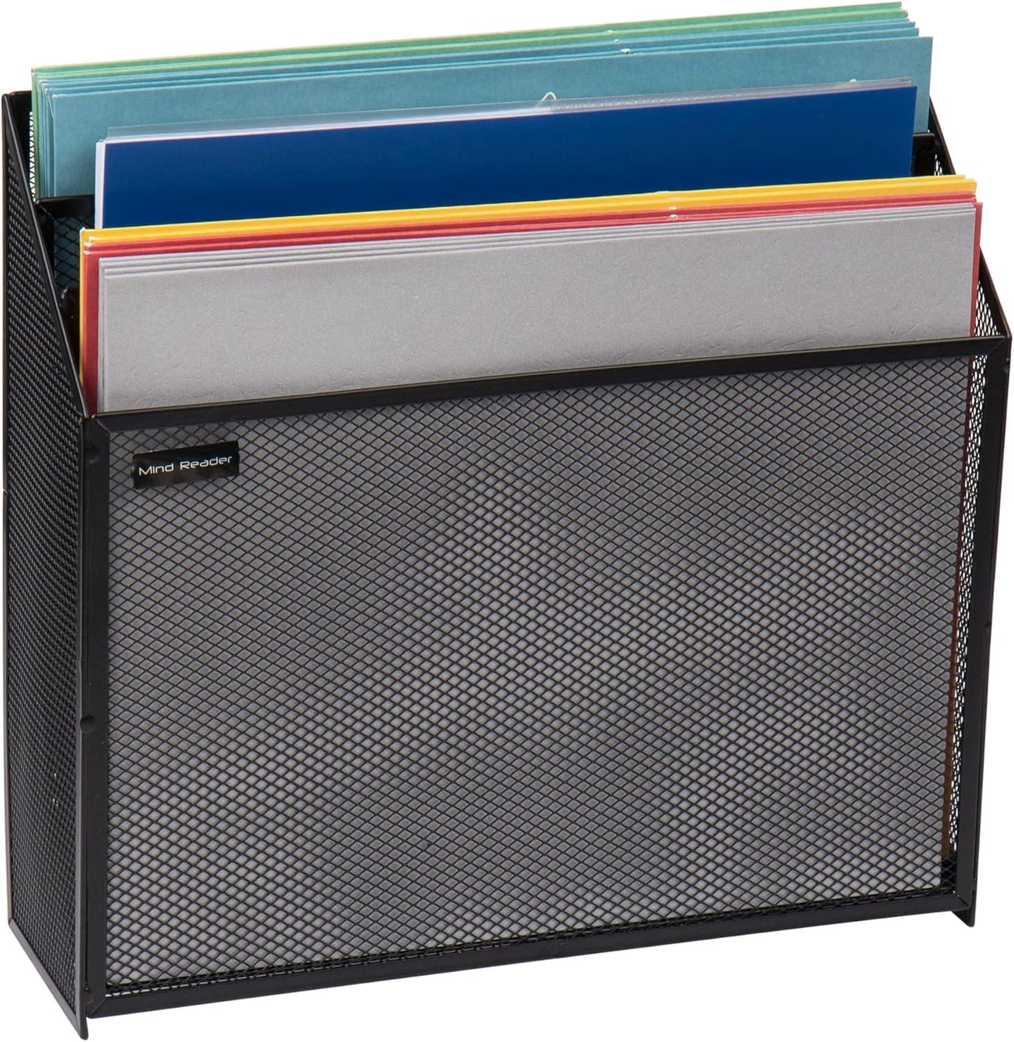 imageMind Reader Vertical File Storage Desktop Organizer Workspace Office Metal Mesh 125L x 375W x 115H BlackSingle Pack of 4