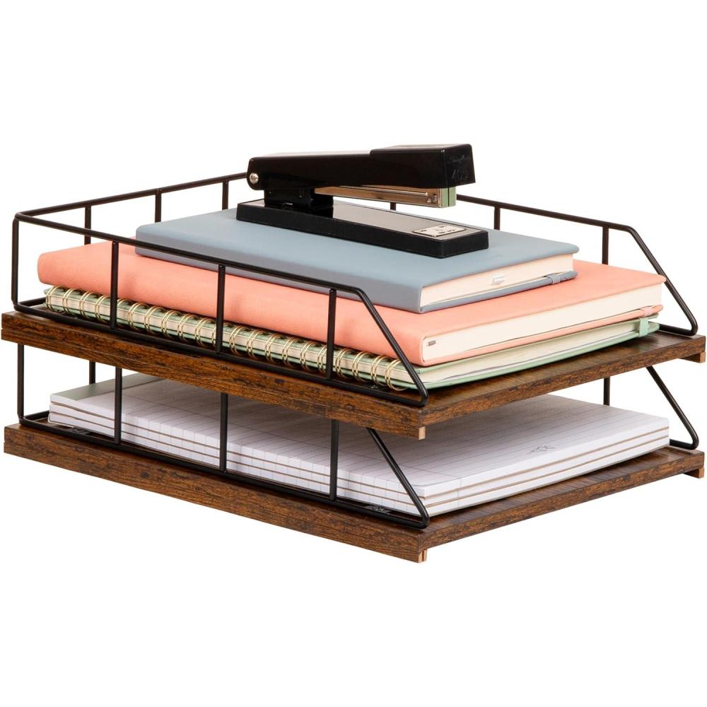 imageMind Reader Desktop Shelf for Office Organization and Display Mounting Hardware Included Metal and Wood Brown98 x 122 x 54