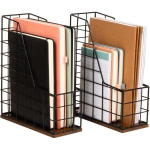 Mind Reader Desktop Shelf for Office Organization and Display, Mounting Hardware Included, Metal and Wood, Brown(4″ x 9.8″ x 11.8″)