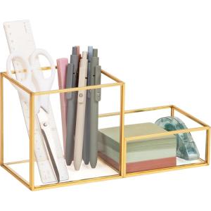 Mind Reader Vertical Glass File Holder with Copper Trim, Angled Magazine Organizer for Documents, Folders & Mail, Glass and Copper, Clear(9.5″ x 3.9″ x 4.7″)