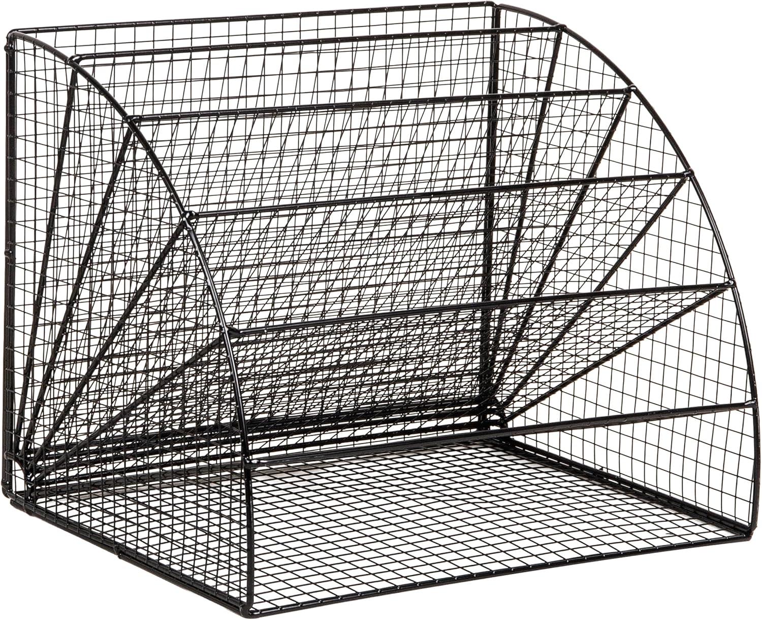 imageMind Reader 6 Tier Fan Shaped Desktop File Organizer Large Capacity Wire Document Holder for Office or Home Black