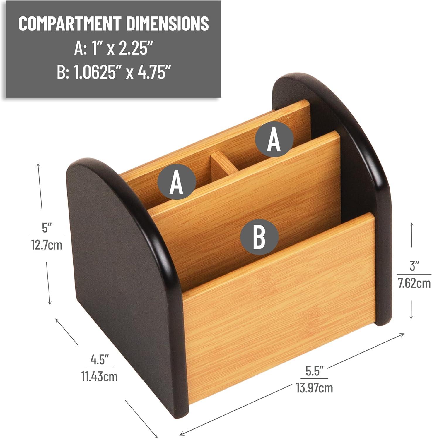 imageMind Reader Desktop Organizer with 3 Compartments Natural Wood and Matte Finish Sides Compact Desk Storage Wood WhiteBlack