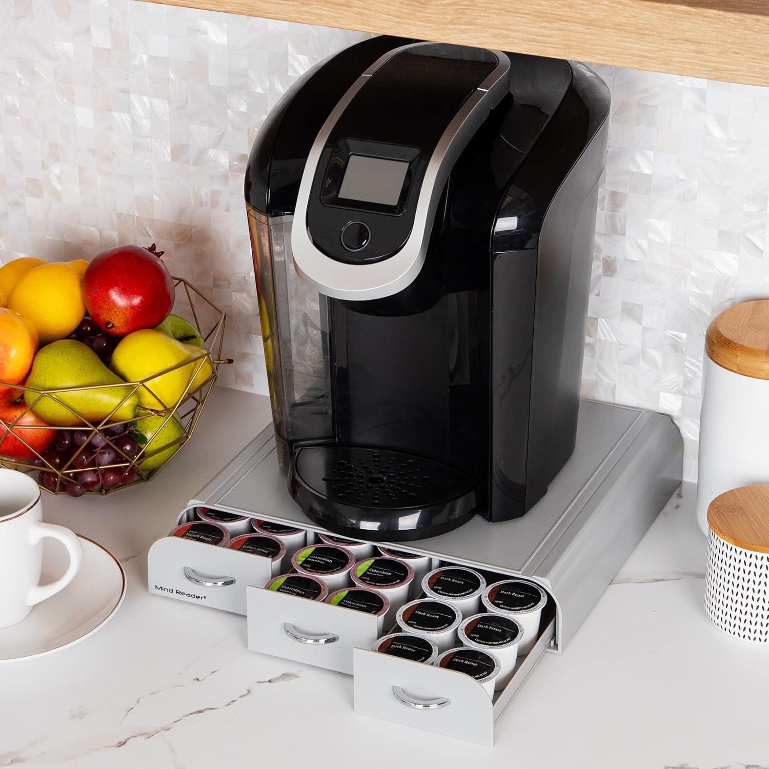 imageMind Reader Single Serve Coffee Pod Organizer with 3 Drawers 36 Pod Capacity Countertop 135L x 1225W x 25H GrayGray