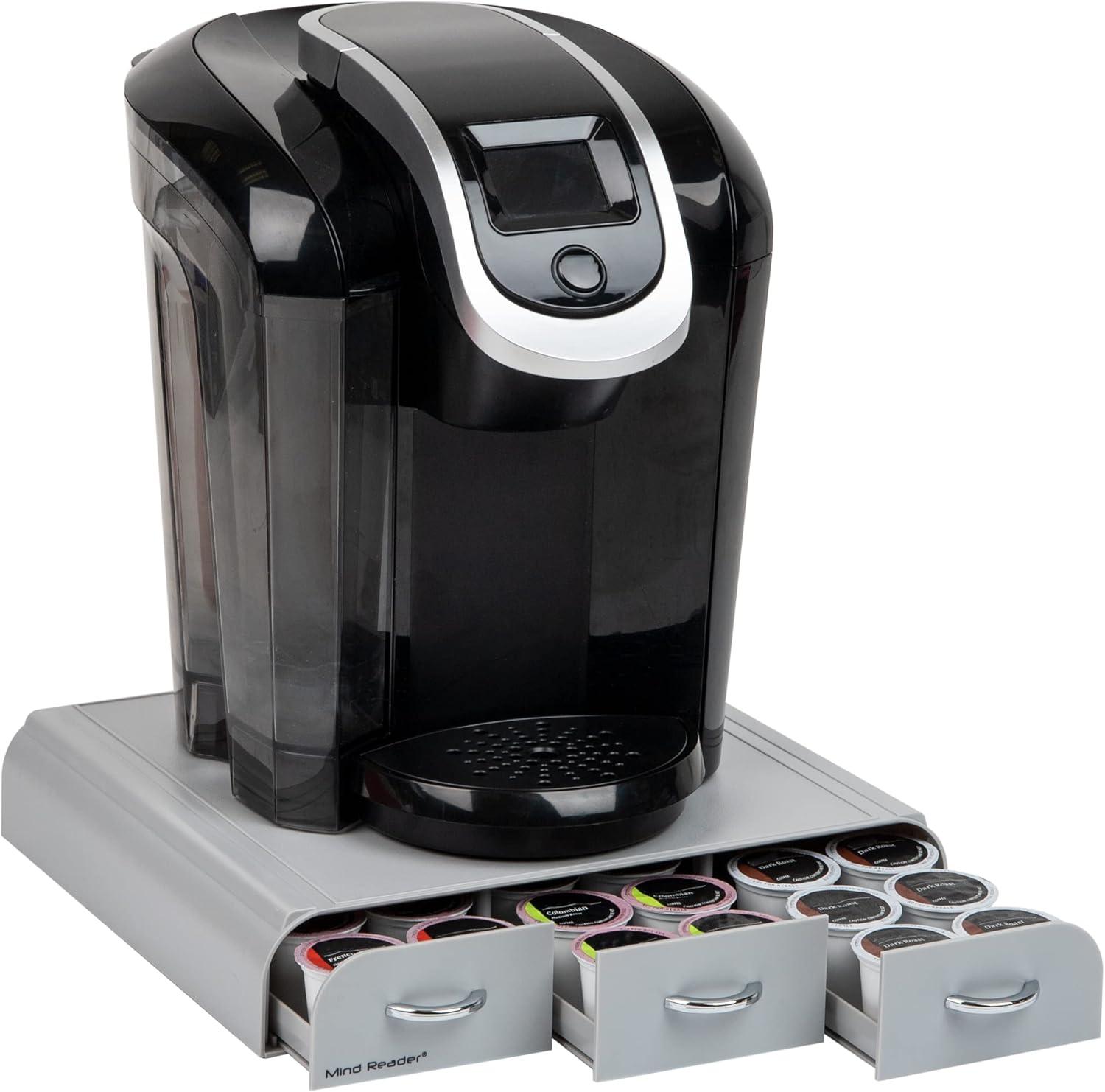 imageMind Reader Single Serve Coffee Pod Organizer with 3 Drawers 36 Pod Capacity Countertop 135L x 1225W x 25H GrayGray