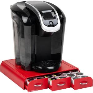 Mind Reader Single Serve Coffee Pod Organizer with 3 Drawers, 36 Pod Capacity, Countertop, 13.5″L x 12.25″W x 2.5″H, Gray(Red 2)