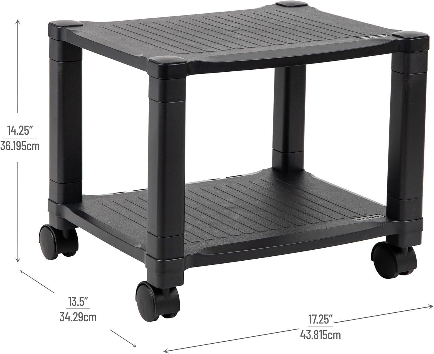 imageMind Reader Rolling Printer Cart Utility Cart Printer Stand Under Desk Storage Office 1725L x 135W x 1425H Black2Shelves