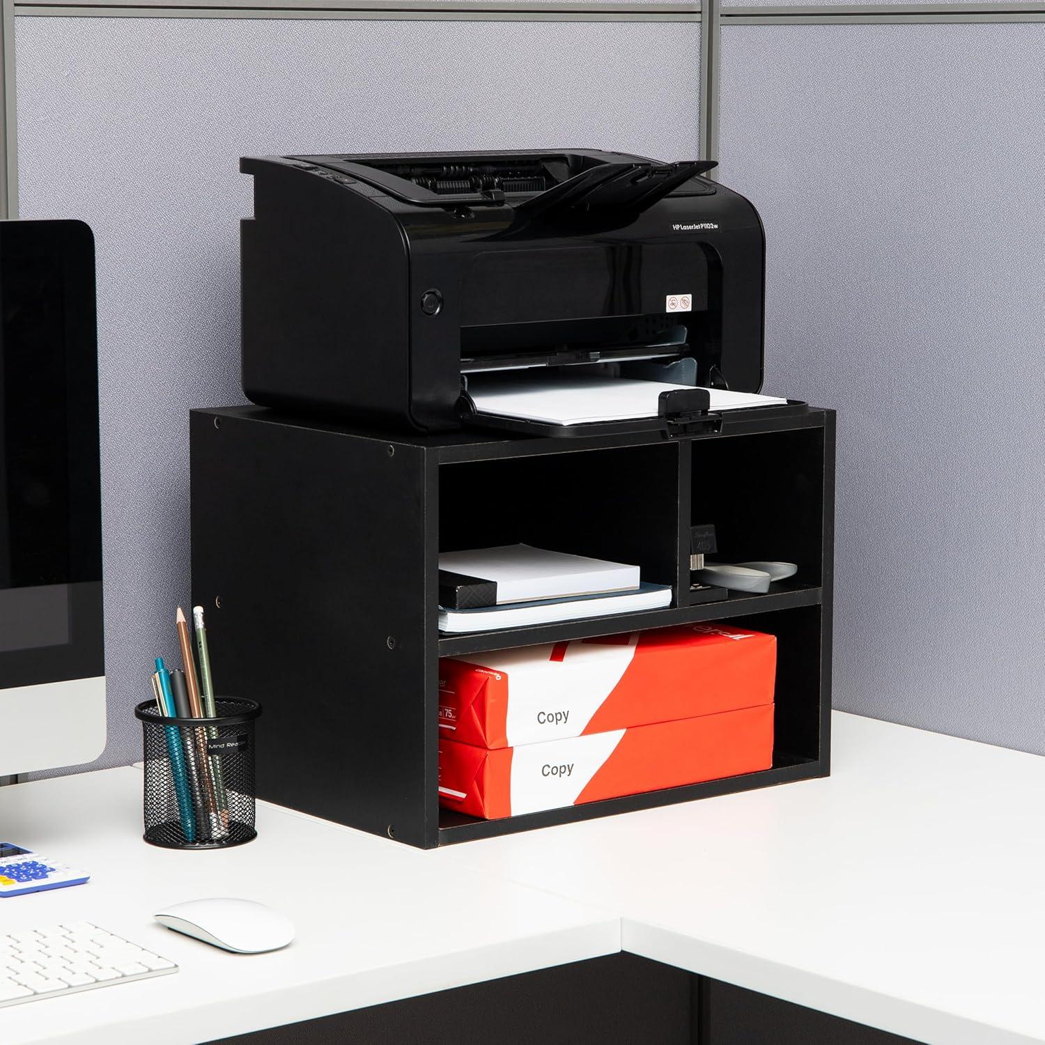 imageMind Reader Rolling Printer Cart Utility Cart Printer Stand Under Desk Storage Office 1725L x 135W x 1425H Black4Shelves