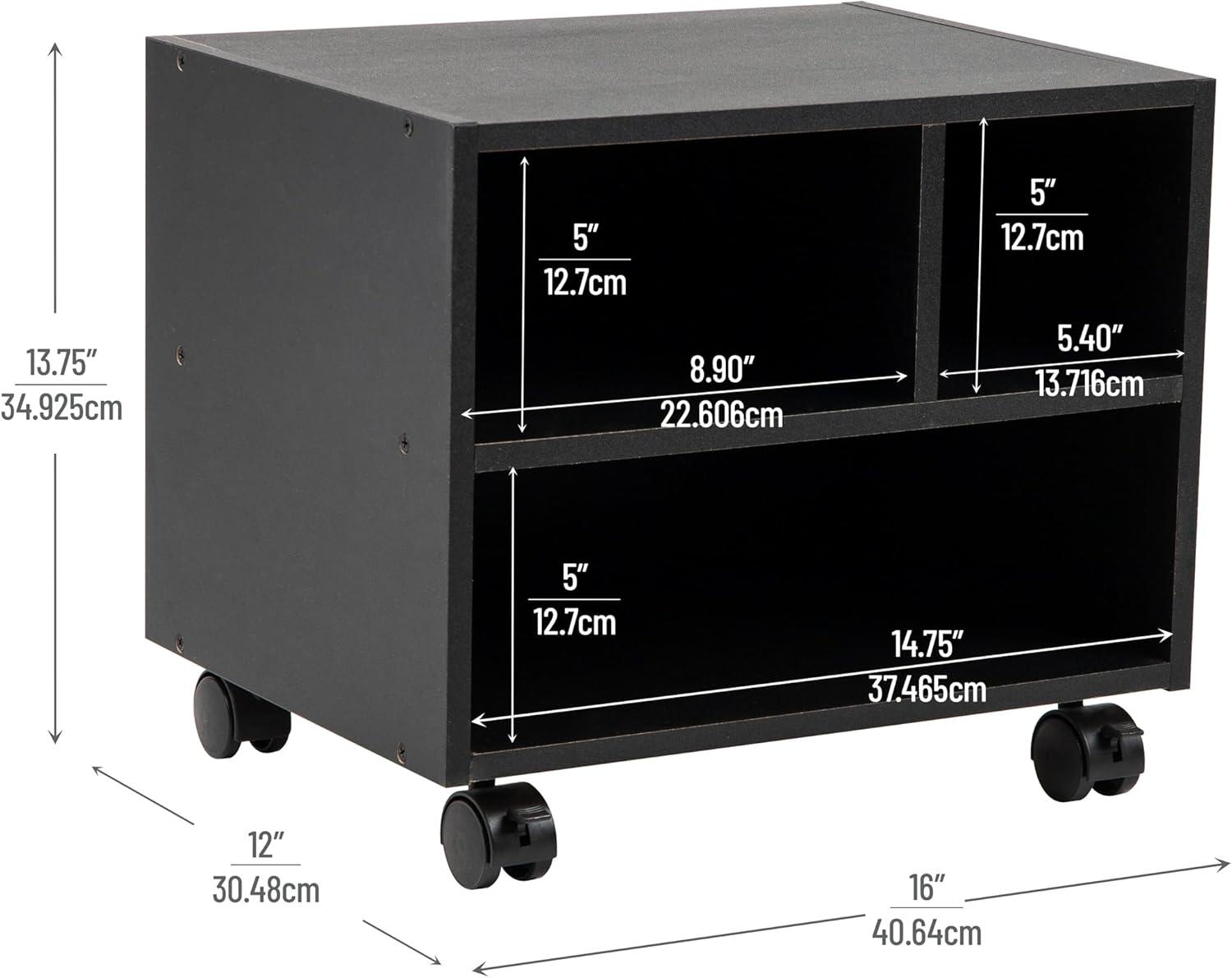 imageMind Reader Rolling Printer Cart Utility Cart Printer Stand Under Desk Storage Office 1725L x 135W x 1425H Black4Shelves