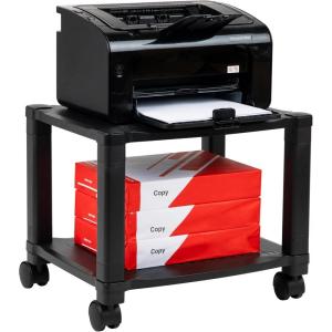 Mind Reader Rolling Printer Cart, Utility Cart, Printer Stand, Under Desk Storage, Office, 17.25″L x 13.5″W x 14.25″H, Black(2-Shelves)