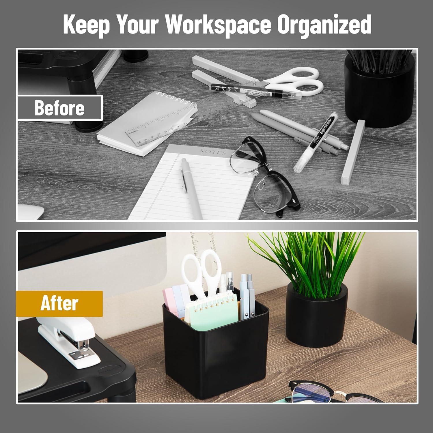 imageMind Reader 2Compartment Desktop Organizer Removable Wood Divider NonSlip Base Plastic and Wood BlackBlack