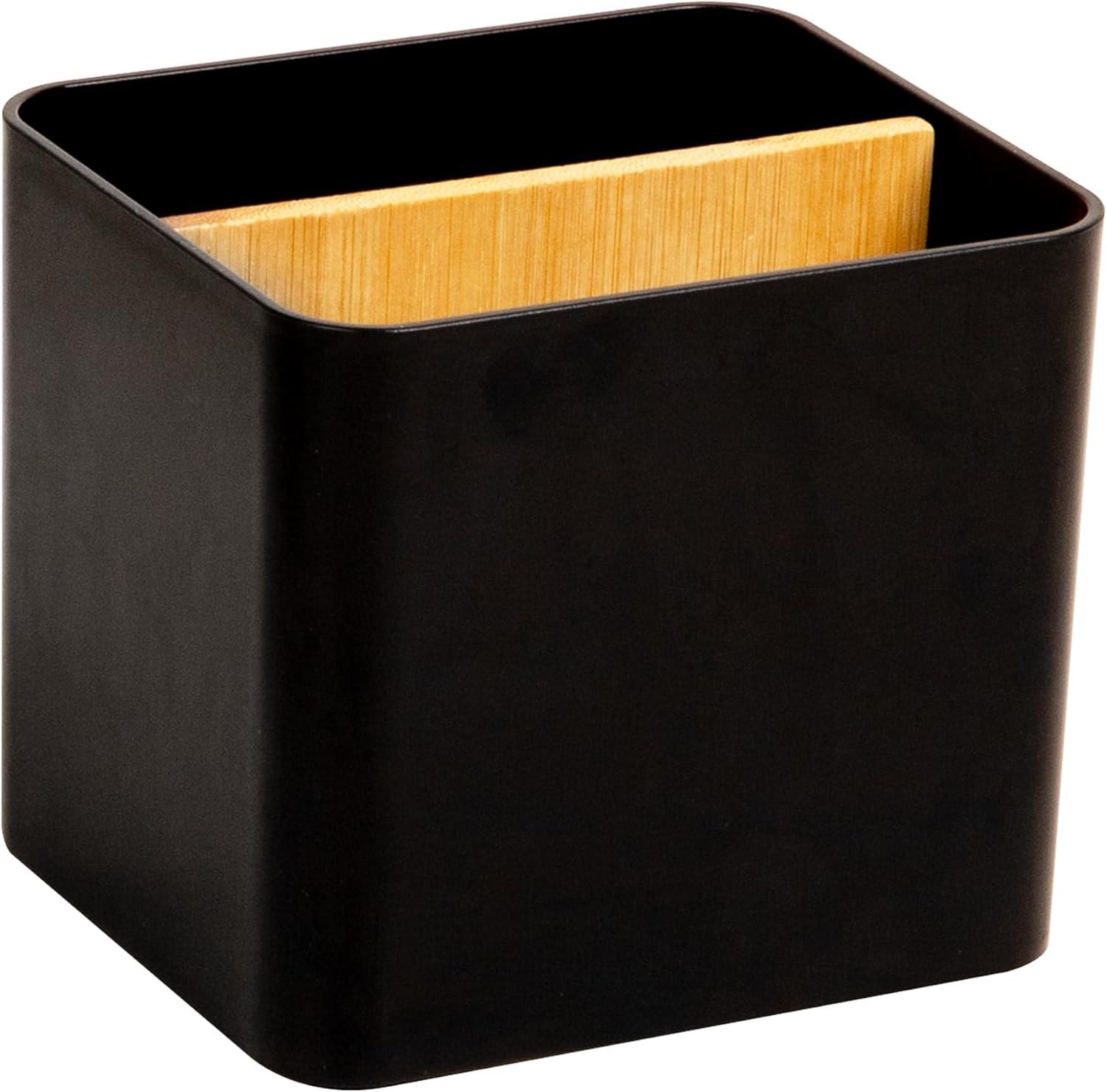 imageMind Reader 2Compartment Desktop Organizer Removable Wood Divider NonSlip Base Plastic and Wood BlackBlack