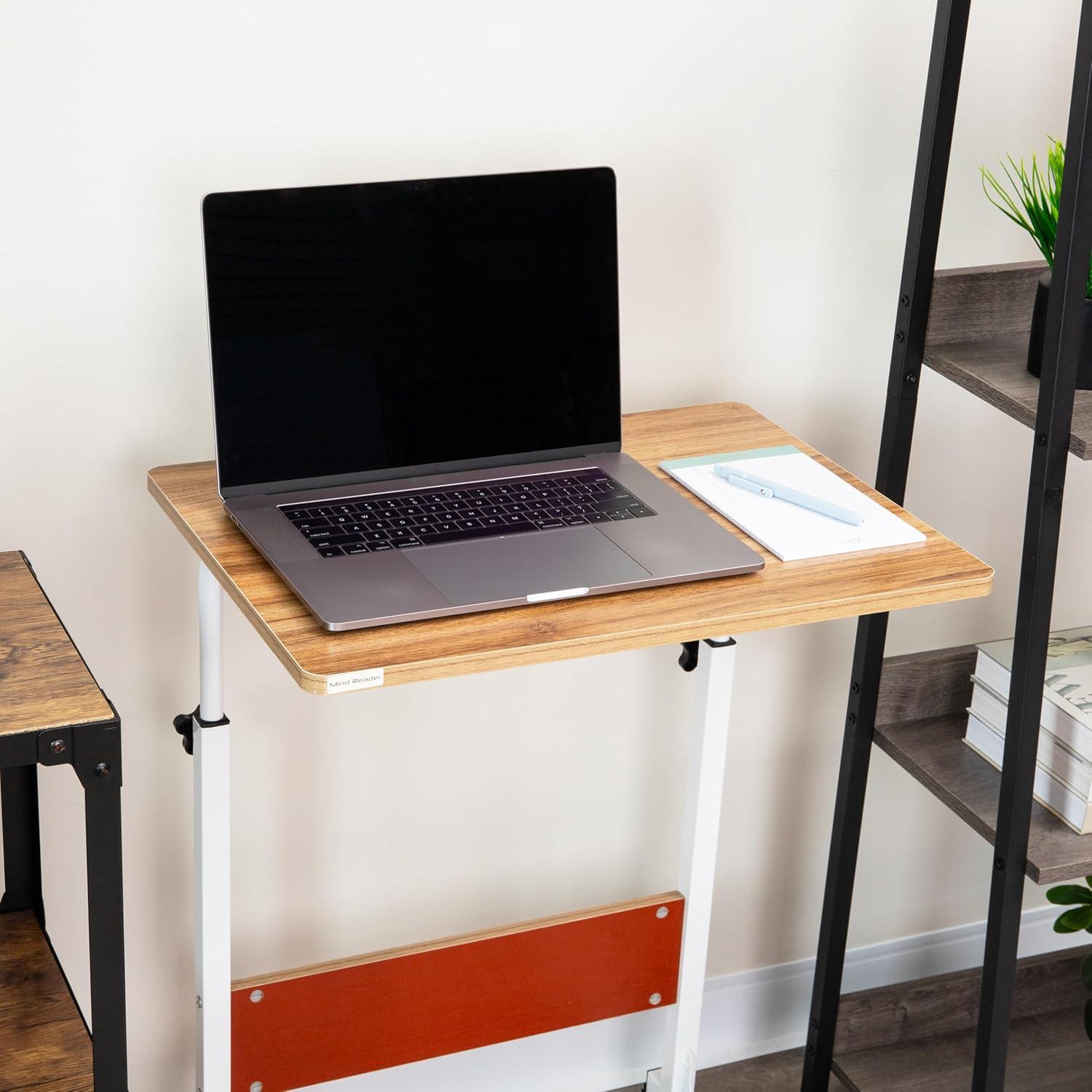 imageMind Reader Standing Desk Adjustable Height Laptop Workstation Home Office Computer Table MDF Brown