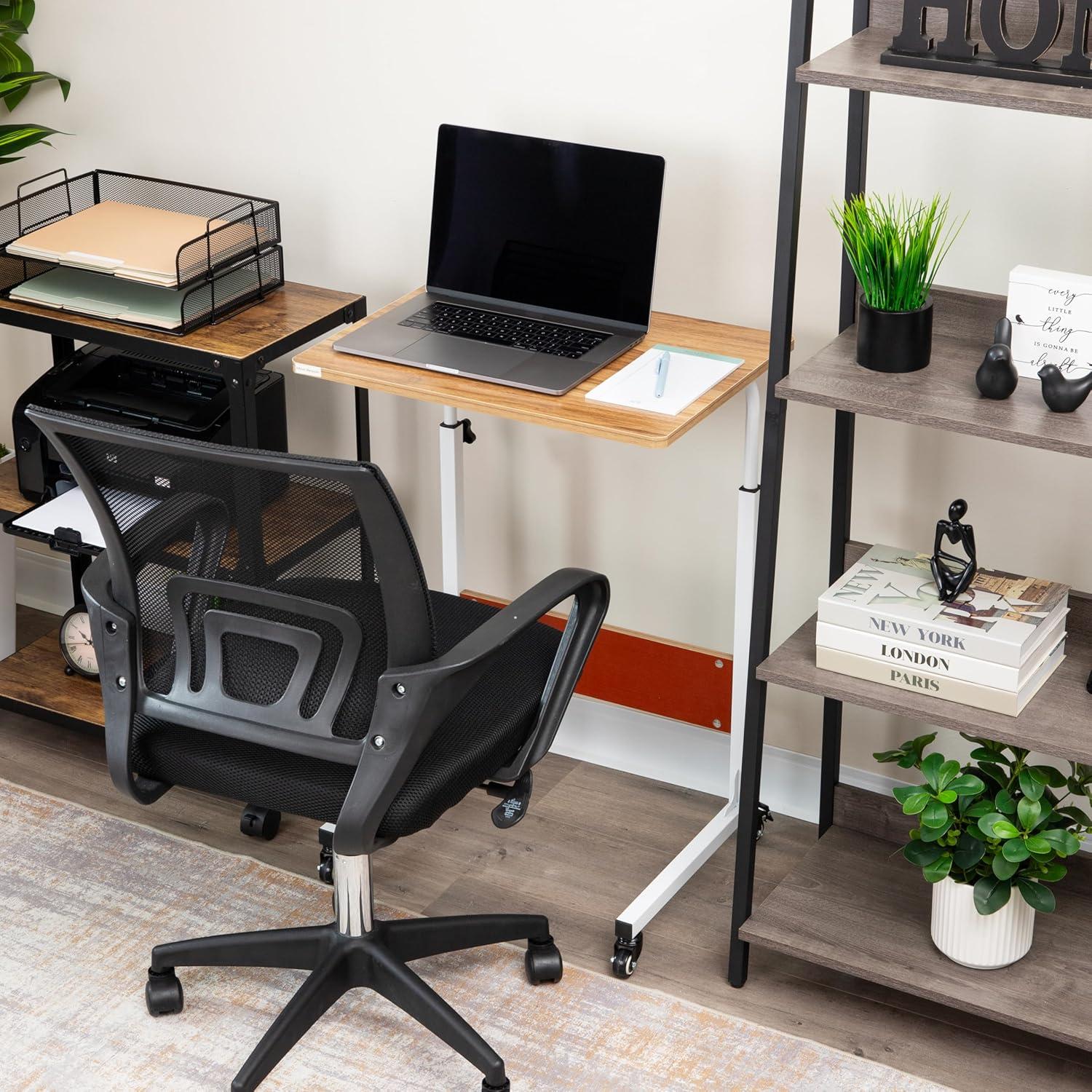 imageMind Reader Standing Desk Adjustable Height Laptop Workstation Home Office Computer Table MDF Brown