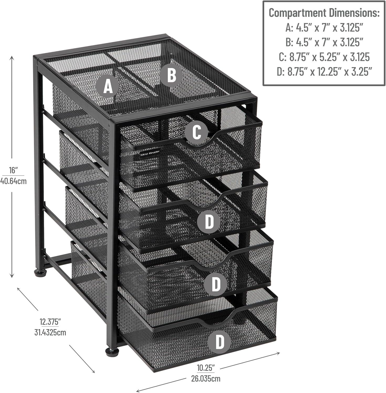 imageMind Reader File Storage Drawers Desktop Organizer File Storage Office Metal Mesh 1025L x 12375W x 16H Black