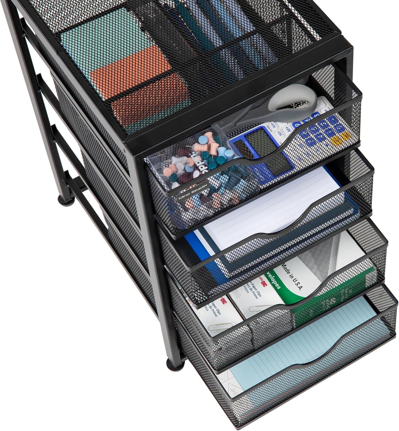 imageMind Reader File Storage Drawers Desktop Organizer File Storage Office Metal Mesh 1025L x 12375W x 16H Black