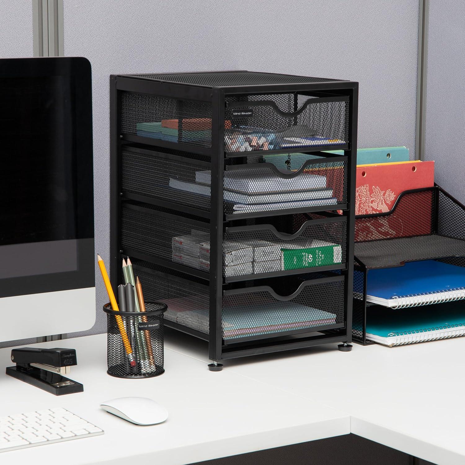 imageMind Reader File Storage Drawers Desktop Organizer File Storage Office Metal Mesh 1025L x 12375W x 16H Black