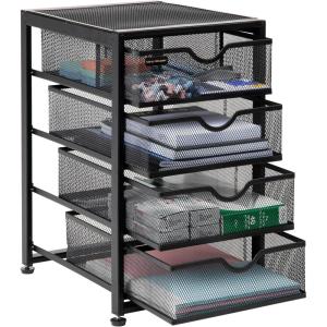 Mind Reader File Storage Drawers, Desktop Organizer, File Storage, Office, Metal Mesh, 10.25″L x 12.375″W x 16″H, Black