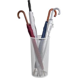 Mind Reader Umbrella Stand, Multi-Purpose Mesh Storage Stand, Organizer for Office and Entryway, Metal Mesh, White