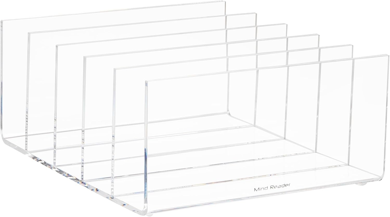 imageMind Reader Vertical File Holder Desktop Organizer File Storage Office Acrylic 11 L x 10 W x 475 H Clear5 Compartment