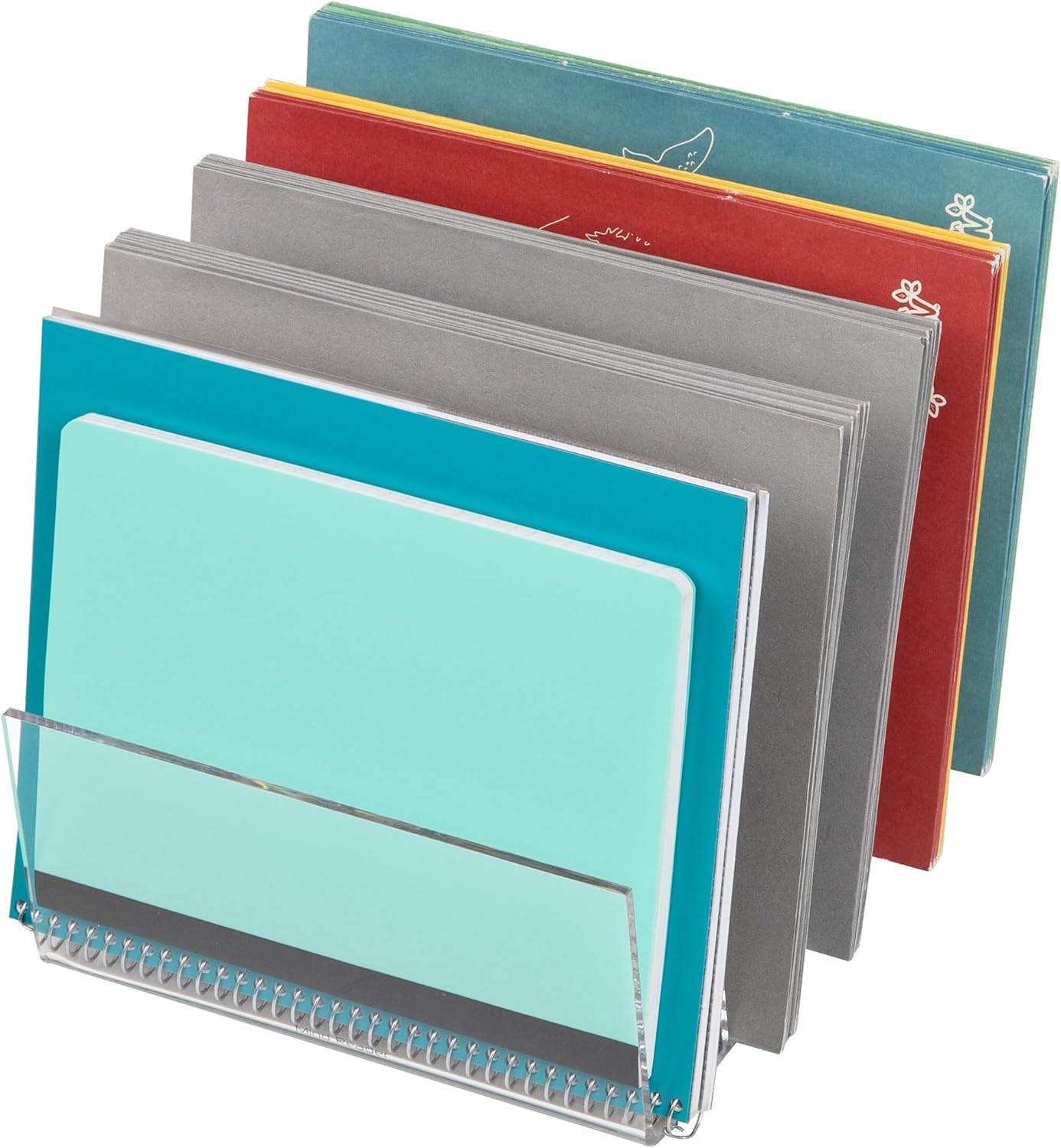 imageMind Reader Vertical File Holder Desktop Organizer File Storage Office Acrylic 11 L x 10 W x 475 H Clear5 Compartment
