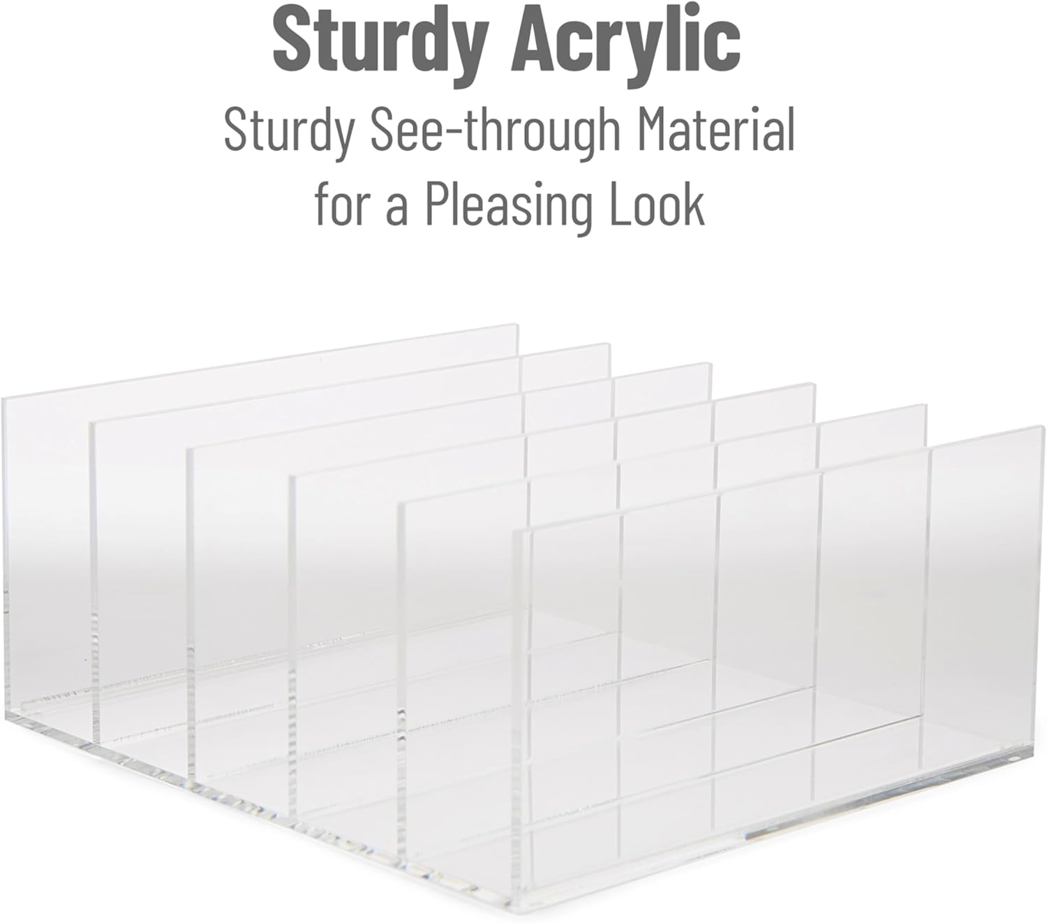 imageMind Reader Vertical File Holder Desktop Organizer File Storage Office Acrylic 11 L x 10 W x 475 H Clear5 Compartment