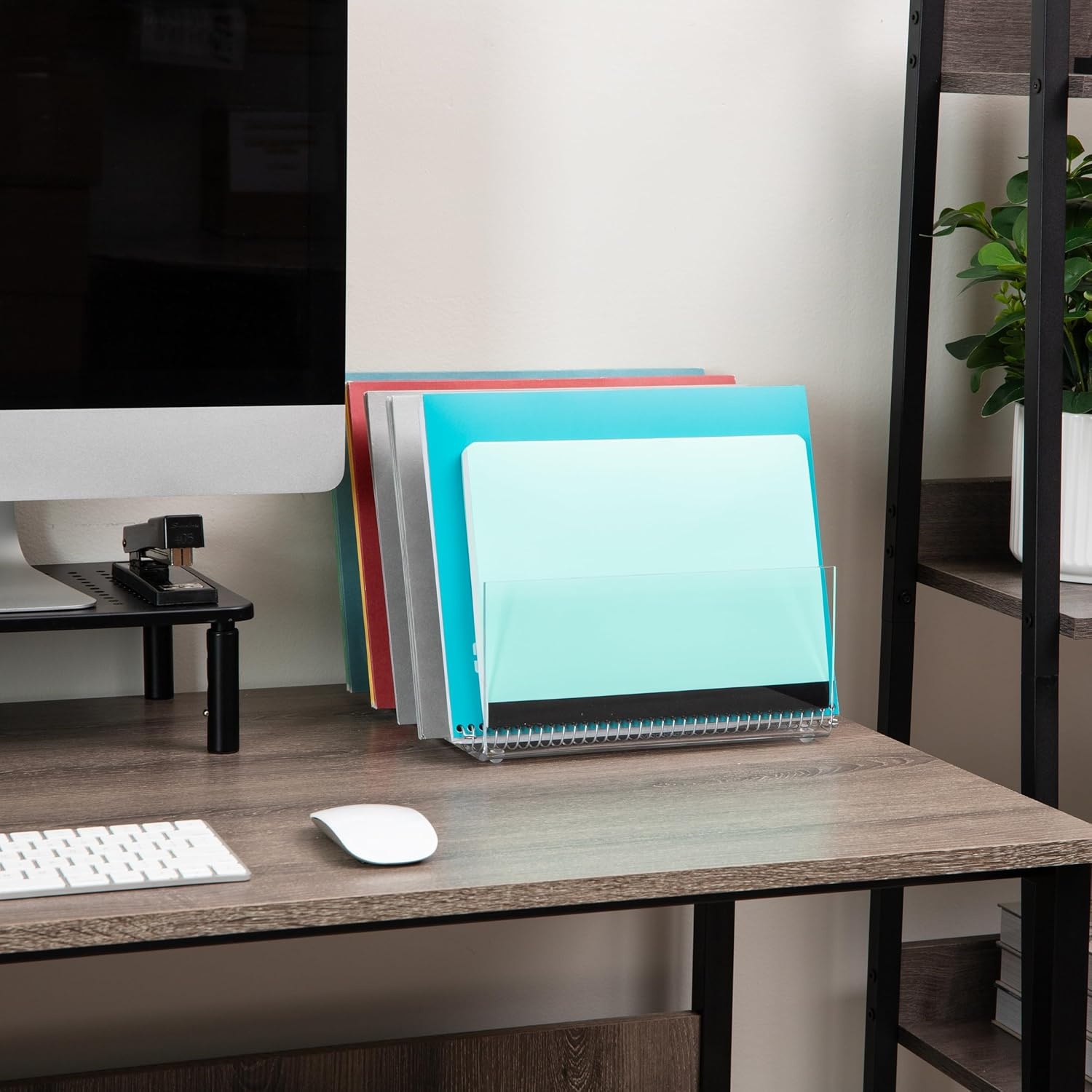 imageMind Reader Vertical File Holder Desktop Organizer File Storage Office Acrylic 11 L x 10 W x 475 H Clear5 Compartment