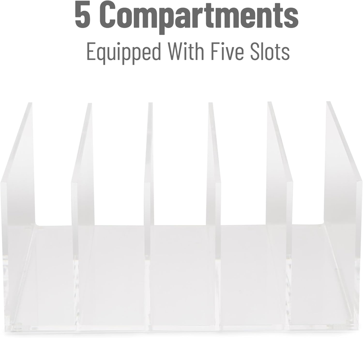 imageMind Reader Vertical File Holder Desktop Organizer File Storage Office Acrylic 11 L x 10 W x 475 H Clear5 Compartment