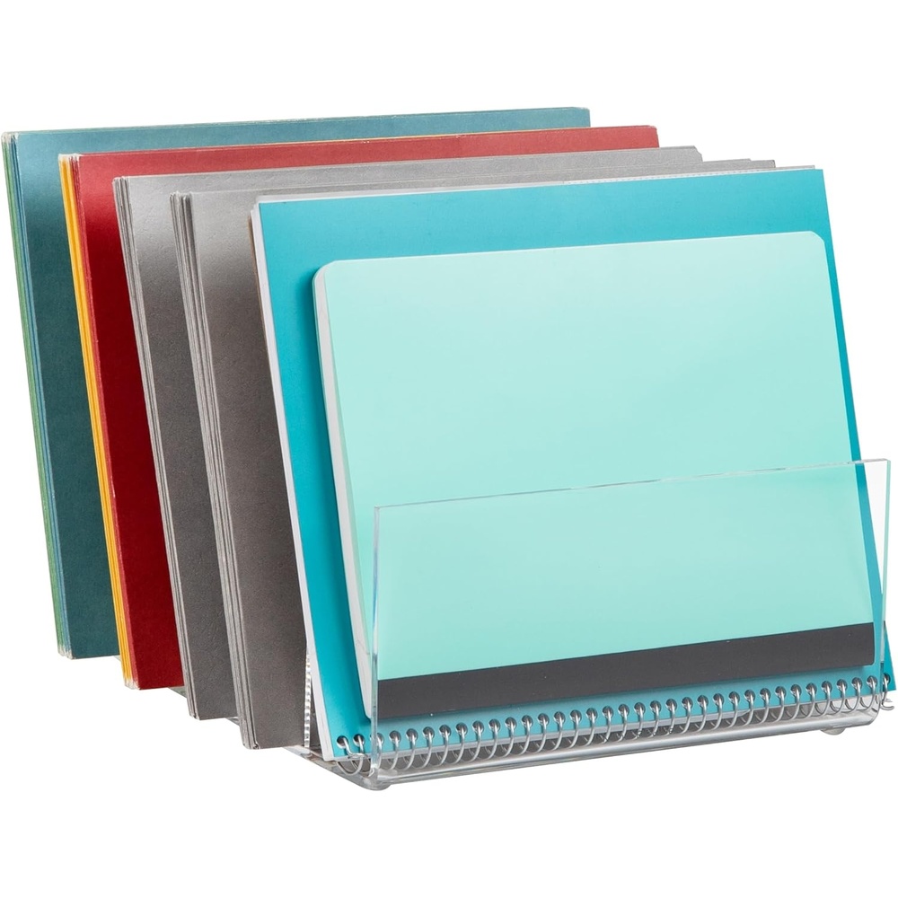 imageMind Reader Vertical File Holder Desktop Organizer File Storage Office Acrylic 11 L x 10 W x 475 H Clear5 Compartment