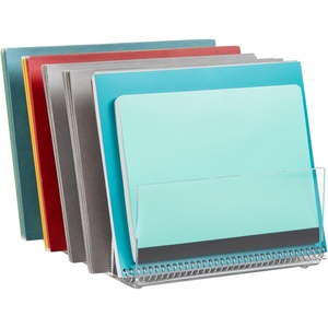 Mind Reader Vertical File Holder, Desktop Organizer, File Storage, Office, Acrylic, 11″ L x 10″ W x 4.75″ H, Clear(5 Compartment)