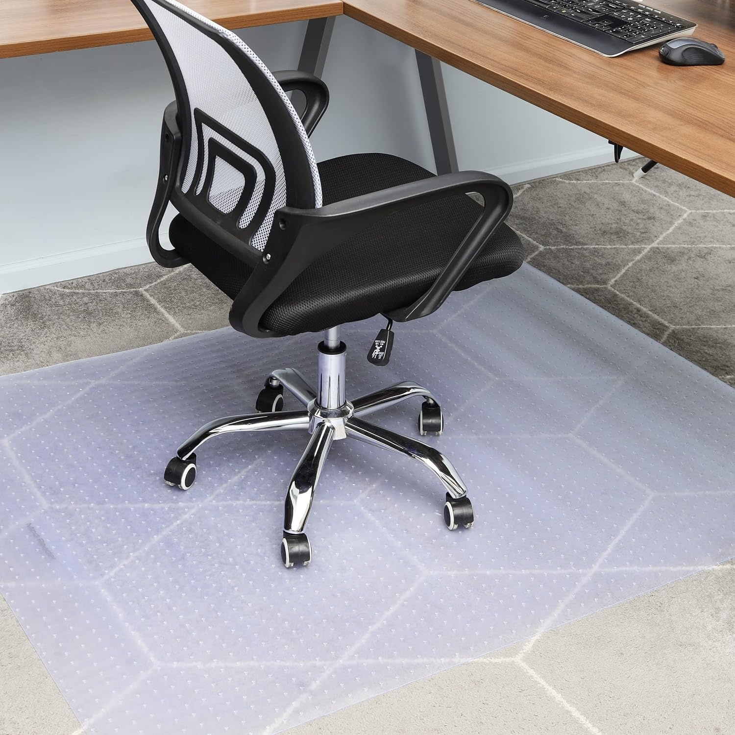 image:imageMind Reader Office Chair Mat for Carpet Under Desk Protector Carpet Grips Rolling PVC 4625 L x 60 W x 00625 H ClearClear