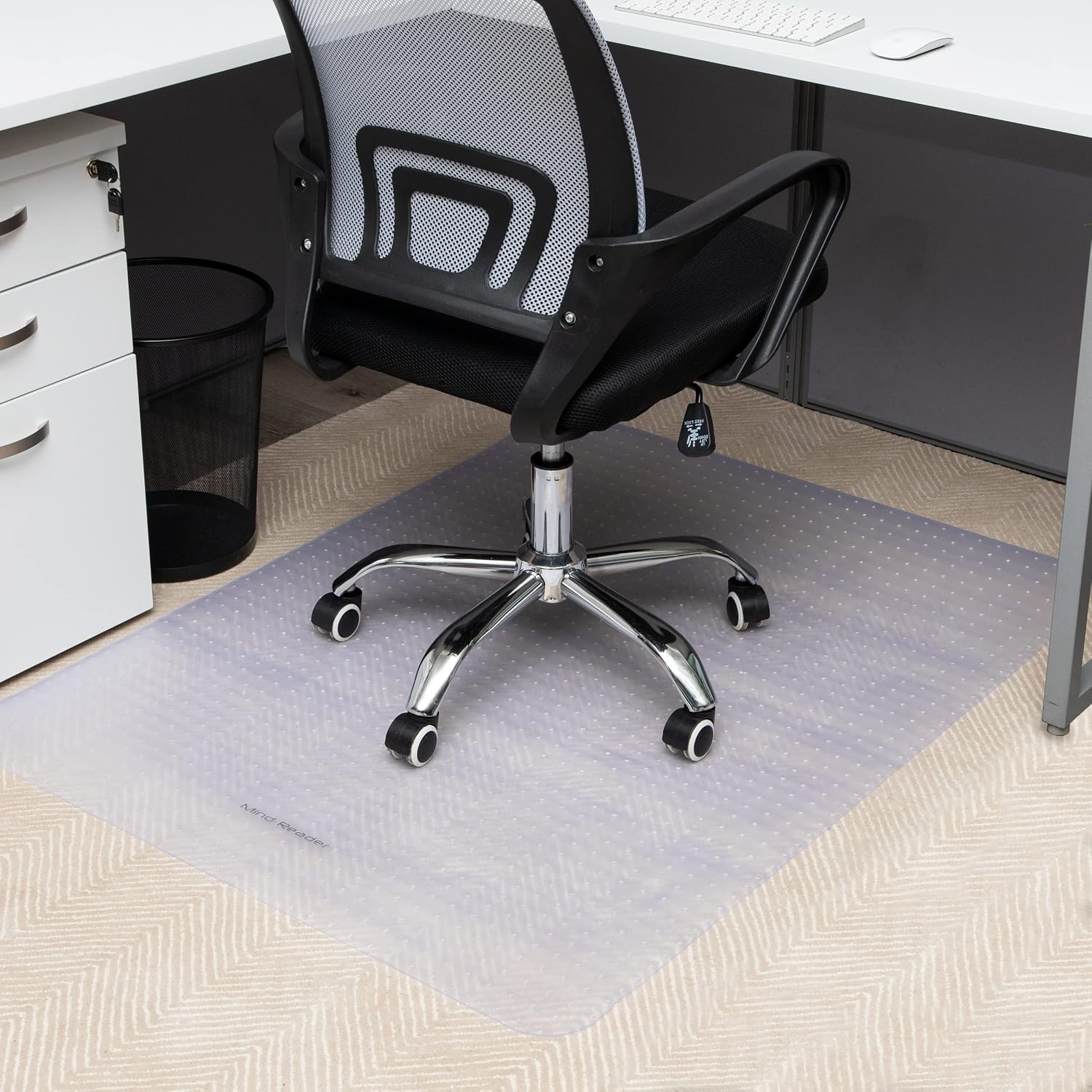 image:imageMind Reader Office Chair Mat for Carpet Under Desk Protector Carpet Grips Rolling PVC 4625 L x 60 W x 00625 H ClearClear