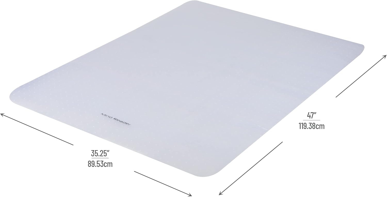 image:imageMind Reader Office Chair Mat for Carpet Under Desk Protector Carpet Grips Rolling PVC 4625 L x 60 W x 00625 H ClearClear