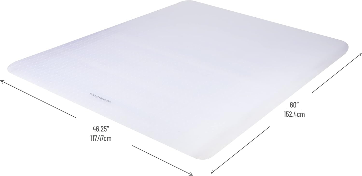 image:imageMind Reader Office Chair Mat for Carpet Under Desk Protector Carpet Grips Rolling PVC 4625 L x 60 W x 00625 H ClearClear