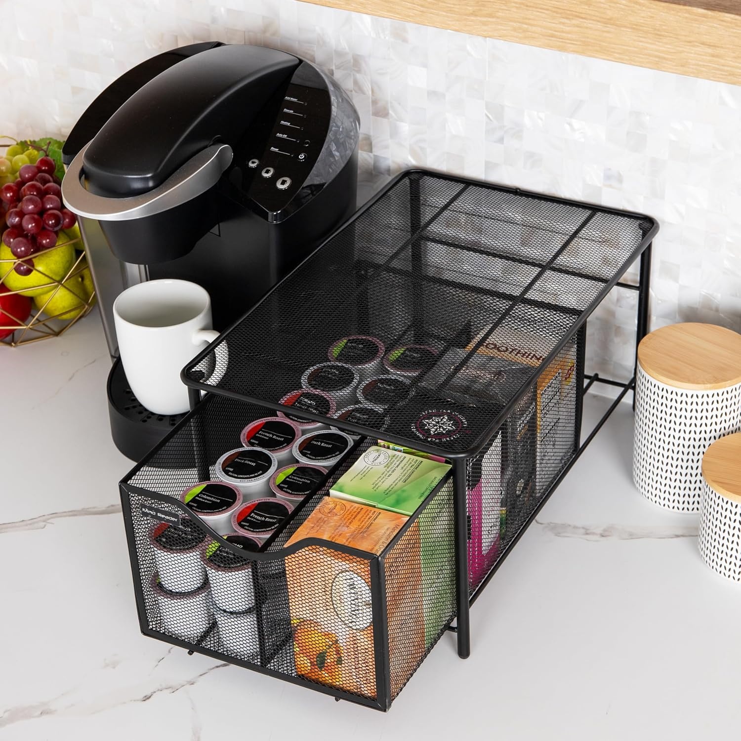 image:imageMind Reader Accessory Organizer Supply Storage Makeup Crafts Office Kitchen Metal Mesh 1025L x 1625W x 8H BlackBlack