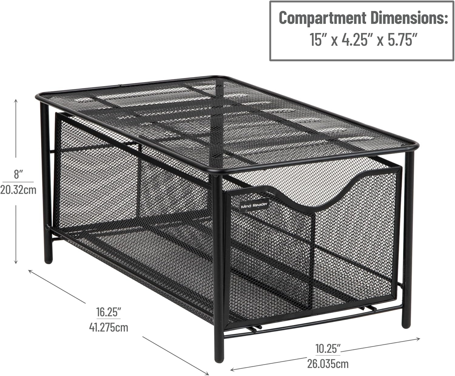 image:imageMind Reader Accessory Organizer Supply Storage Makeup Crafts Office Kitchen Metal Mesh 1025L x 1625W x 8H BlackBlack