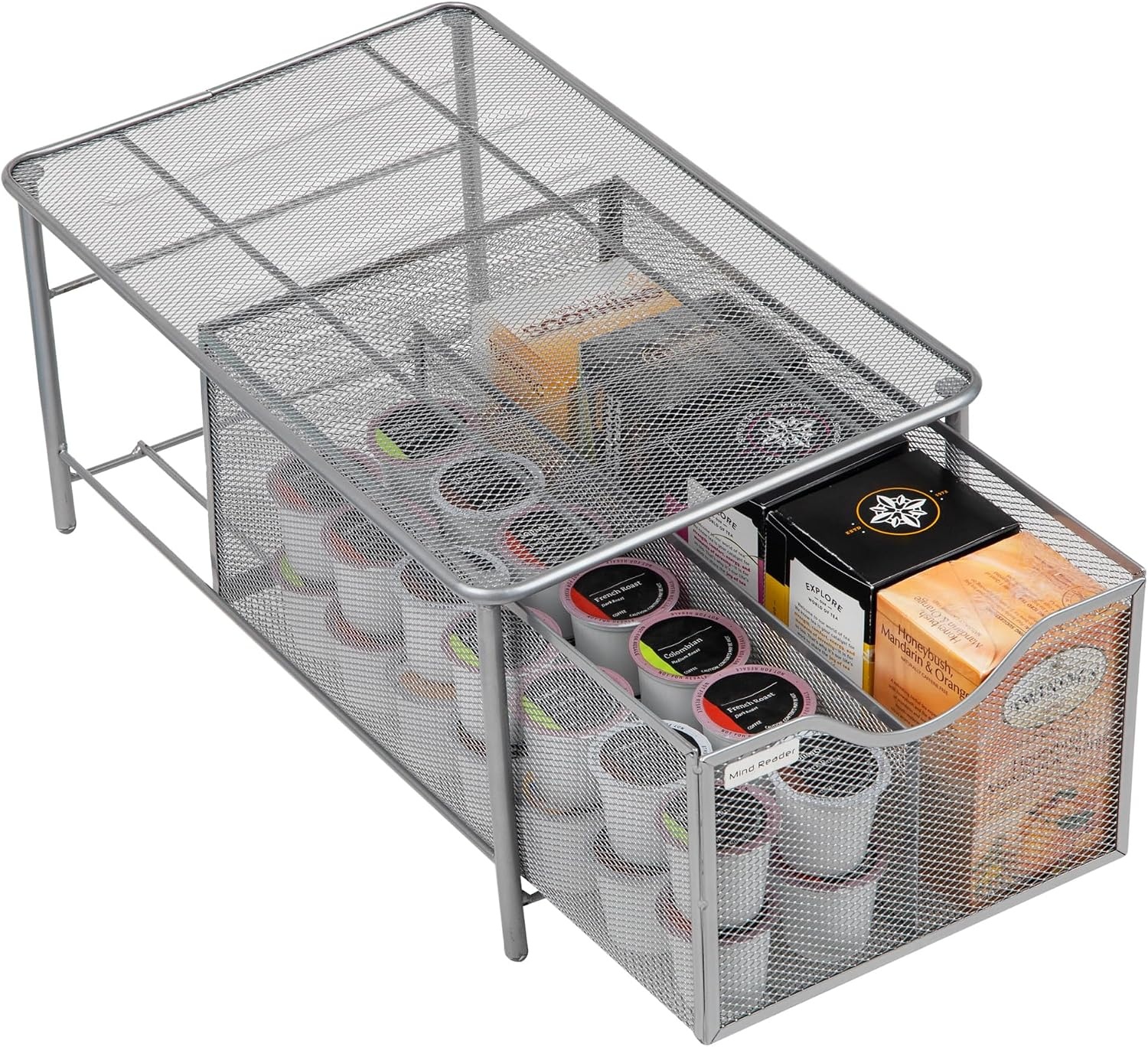 image:imageMind Reader Accessory Organizer Supply Storage Makeup Crafts Office Kitchen Metal Mesh 1025L x 1625W x 8H BlackSilver