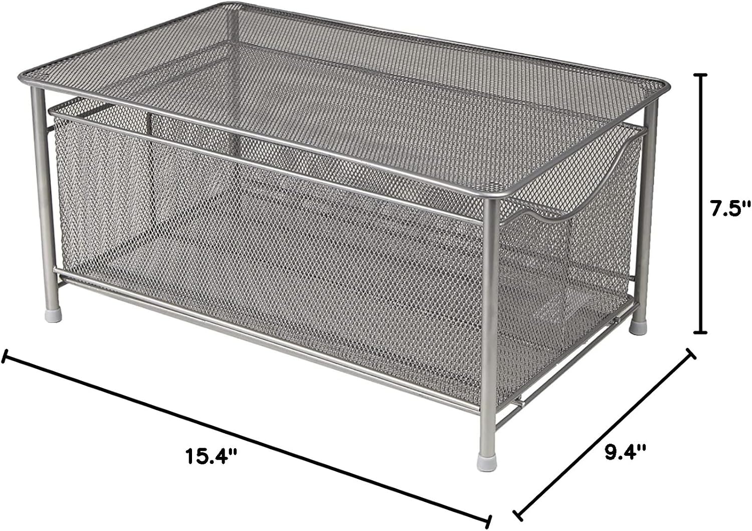 image:imageMind Reader Accessory Organizer Supply Storage Makeup Crafts Office Kitchen Metal Mesh 1025L x 1625W x 8H BlackSilver