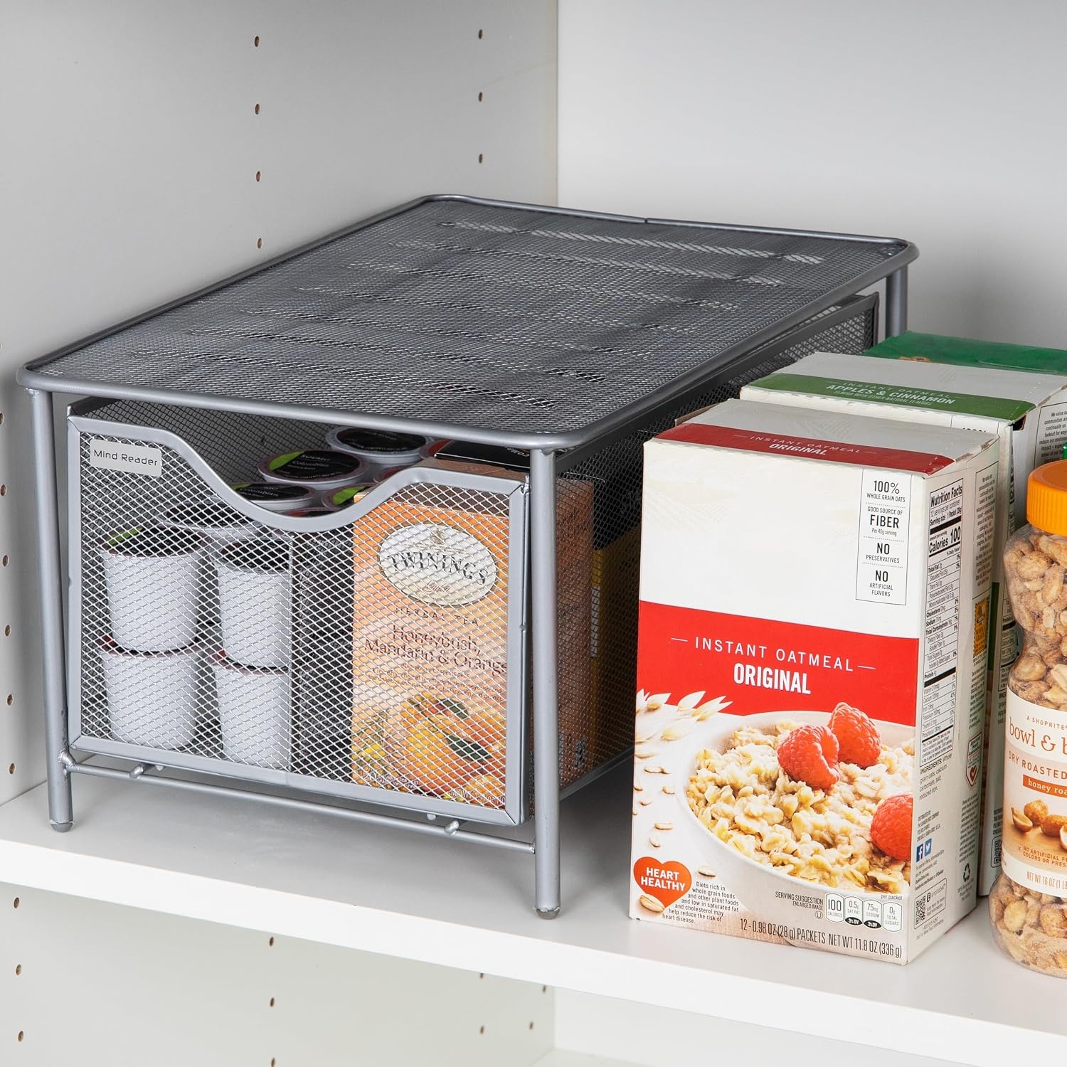 image:imageMind Reader Accessory Organizer Supply Storage Makeup Crafts Office Kitchen Metal Mesh 1025L x 1625W x 8H BlackSilver