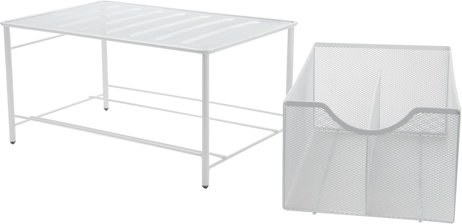 image:imageMind Reader Accessory Organizer Supply Storage Makeup Crafts Office Kitchen Metal Mesh 1025L x 1625W x 8H BlackWhite