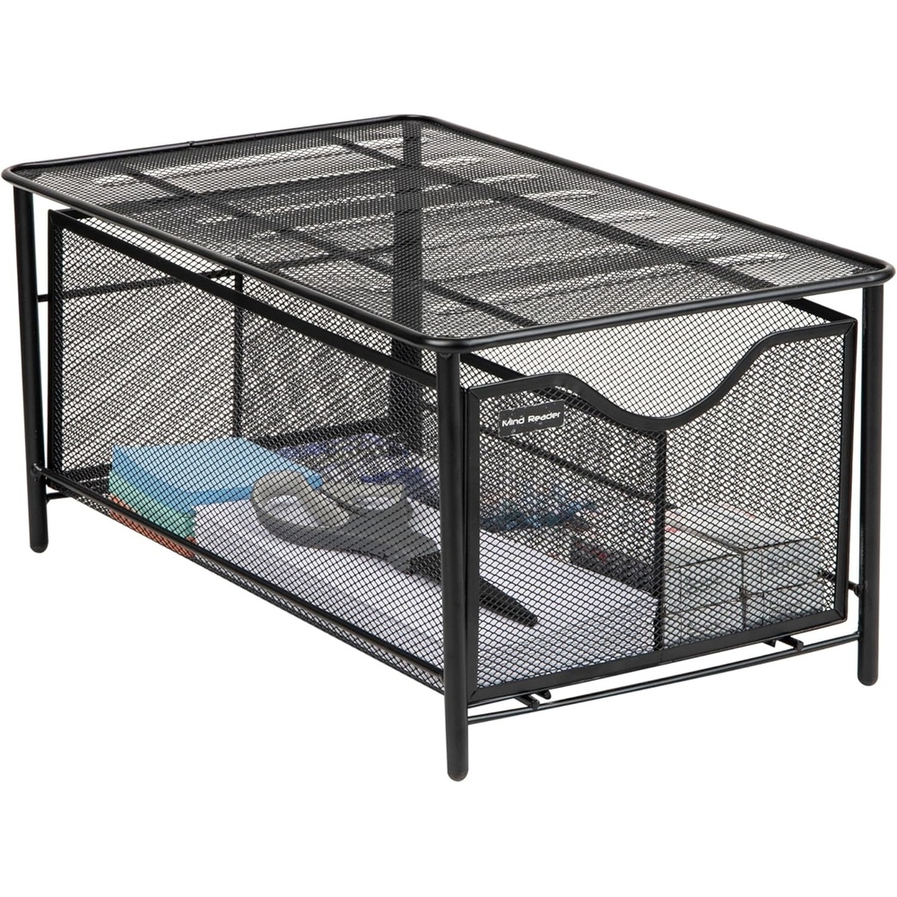 image:imageMind Reader Accessory Organizer Supply Storage Makeup Crafts Office Kitchen Metal Mesh 1025L x 1625W x 8H BlackBlack