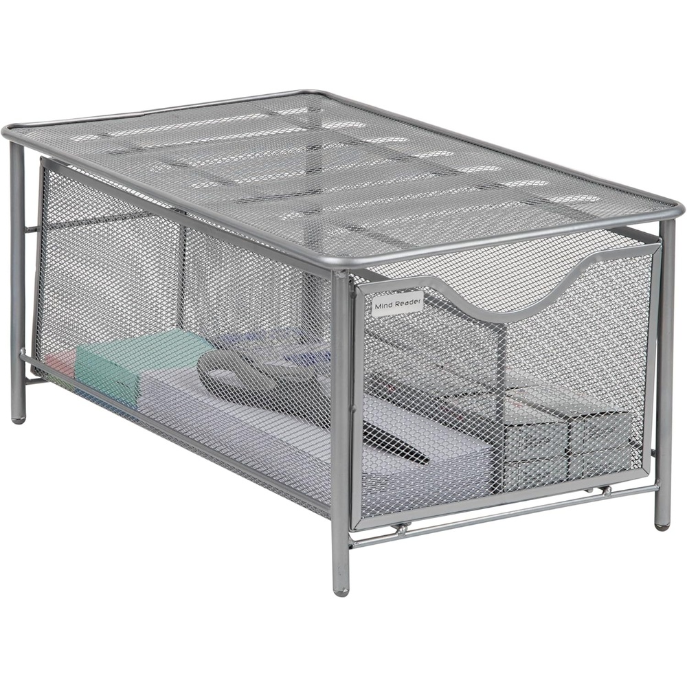 image:imageMind Reader Accessory Organizer Supply Storage Makeup Crafts Office Kitchen Metal Mesh 1025L x 1625W x 8H BlackSilver