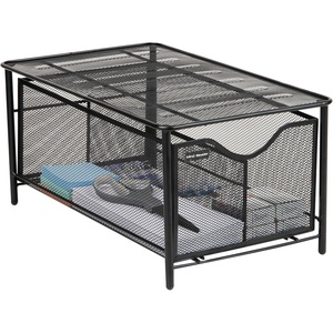 Mind Reader Accessory Organizer, Supply Storage, Makeup, Crafts, Office, Kitchen, Metal Mesh, 10.25″L x 16.25″W x 8″H, Black(Black)
