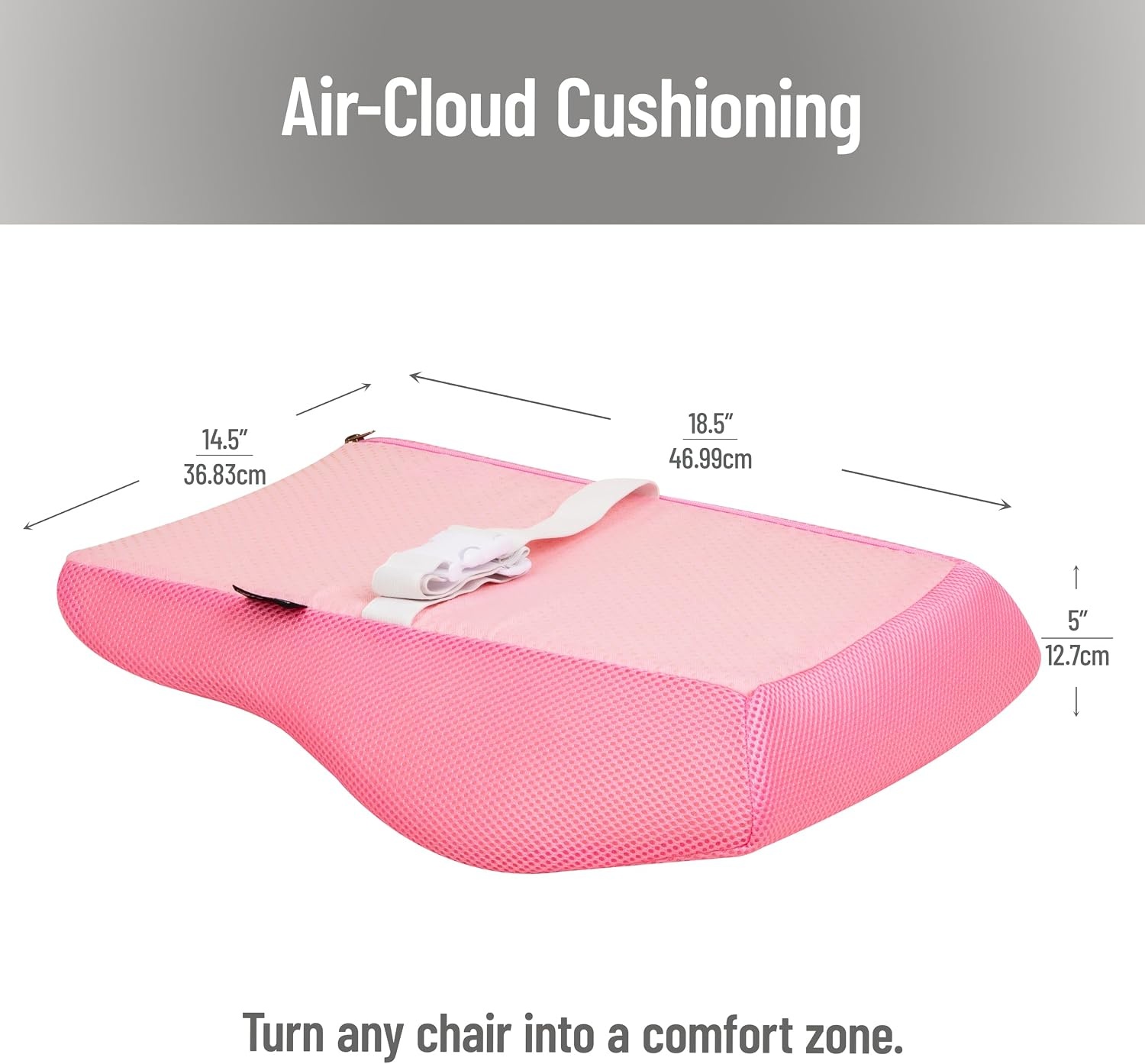 image:imageMind Reader AirCloud Lumbar Cushion Memory Foam Back Support Pillow for Lower Back Pain Relief Adjustable Strap Office Chair and Car Seat PinkPink