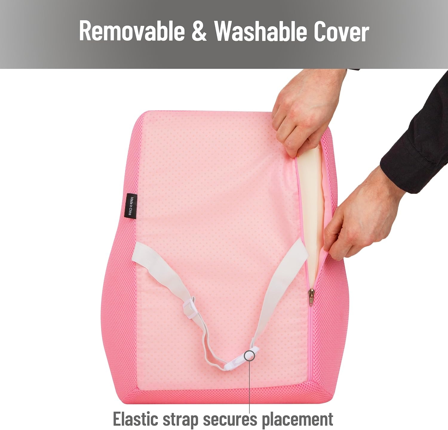 image:imageMind Reader AirCloud Lumbar Cushion Memory Foam Back Support Pillow for Lower Back Pain Relief Adjustable Strap Office Chair and Car Seat PinkPink
