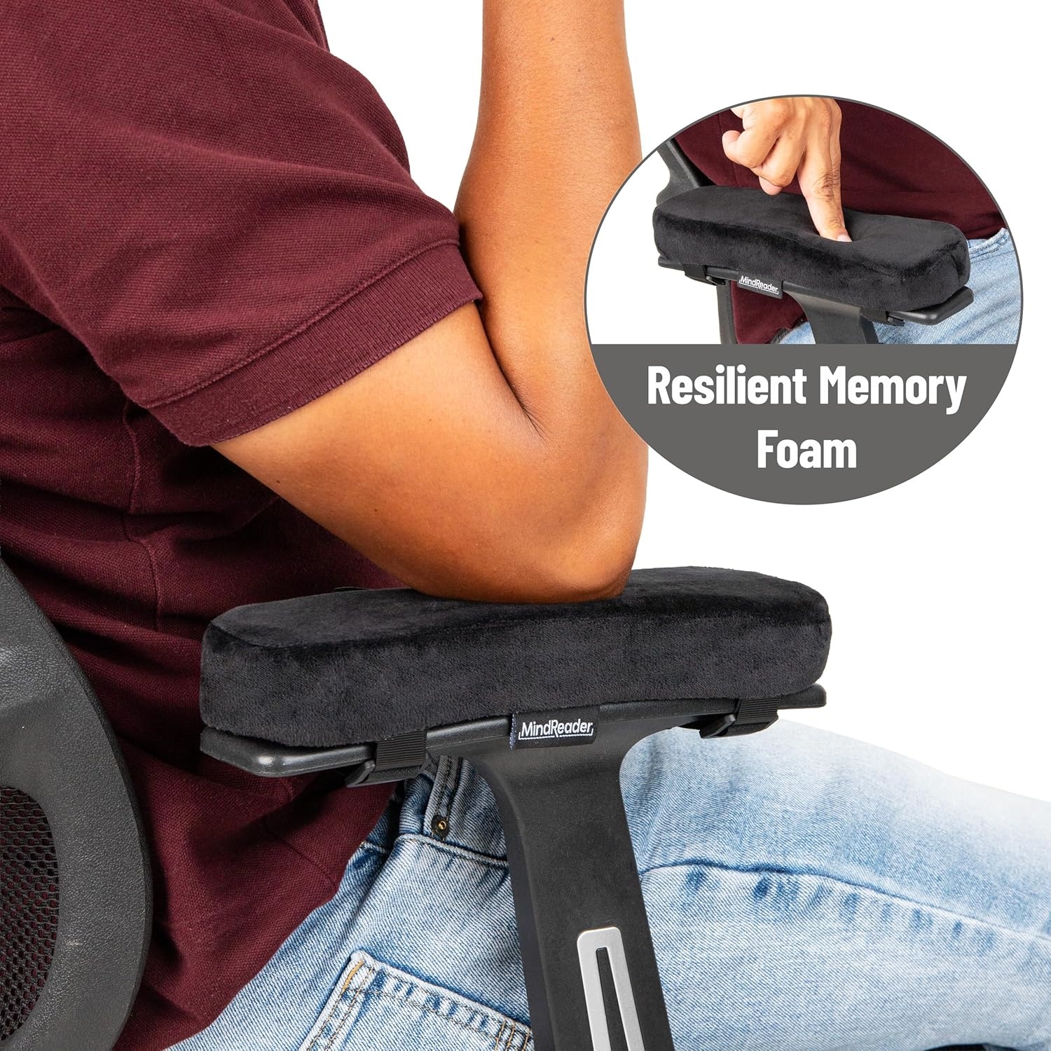 image:imageMind Reader Ergonomic Wrist Rest Set Keyboard and Mouse Support with Memory Foam NonSlip Base Office and Gaming PinkArmrest