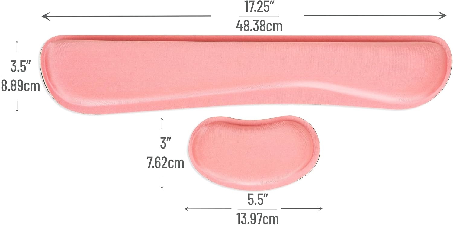 image:imageMind Reader Ergonomic Wrist Rest Set Keyboard and Mouse Support with Memory Foam NonSlip Base Office and Gaming PinkSingle Pink