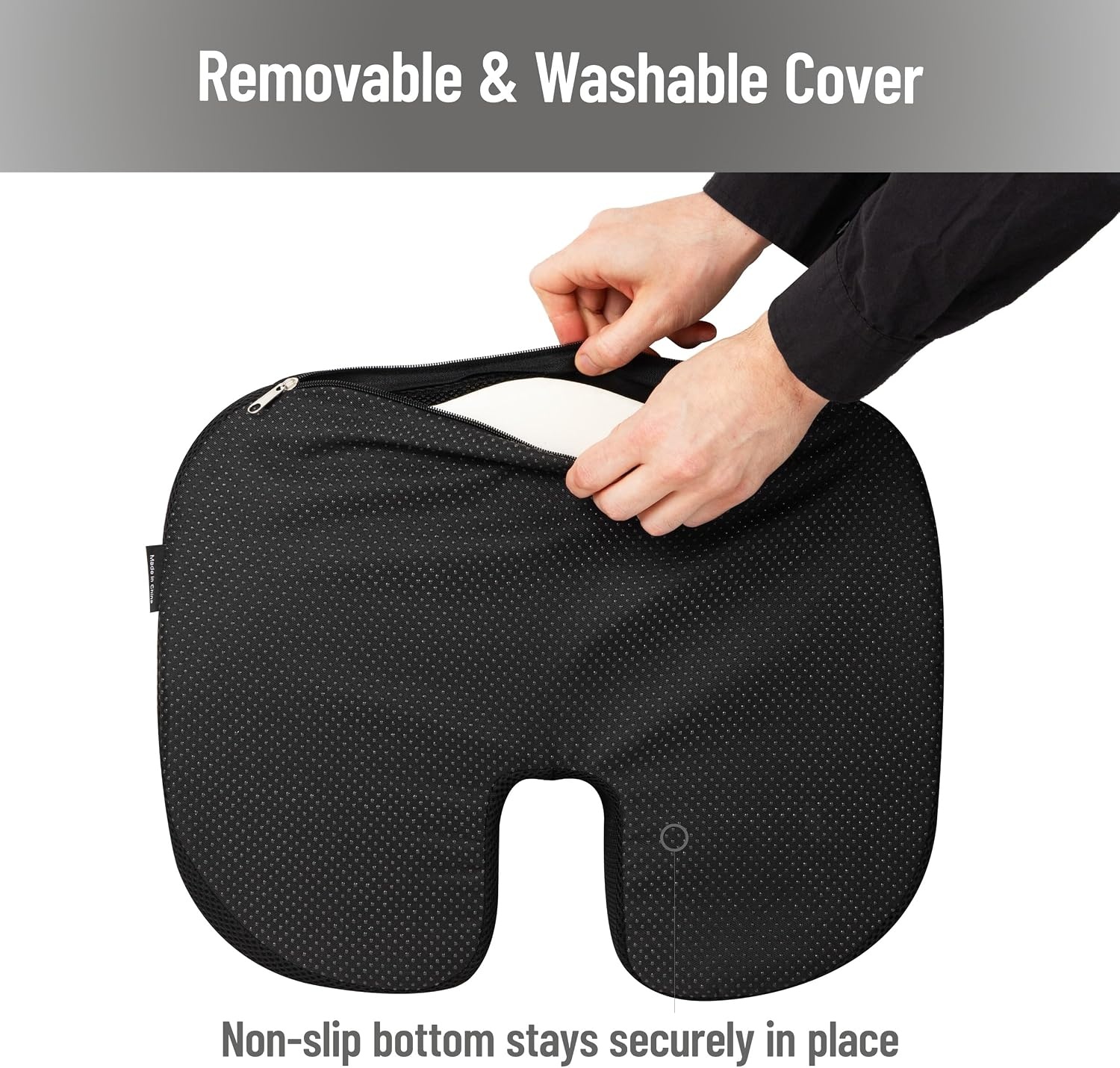 image:imageMind Reader Memory Foam Seat Cushion with AirCloud Technology Tailbone Cutout for Sciatica amp Coccyx Relief NonSlip Office Chair Cushion PinkBlack
