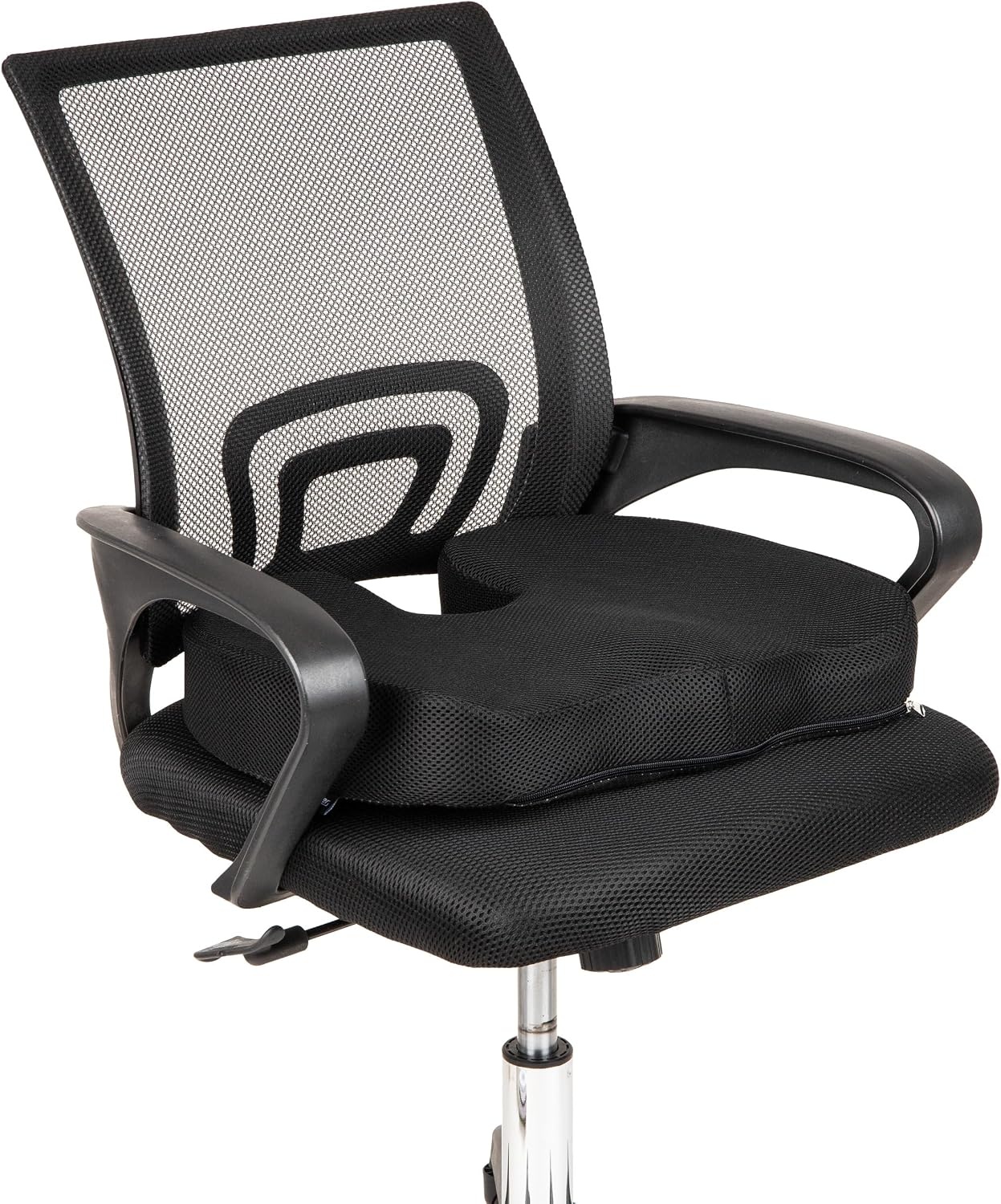 image:imageMind Reader Memory Foam Seat Cushion with AirCloud Technology Tailbone Cutout for Sciatica amp Coccyx Relief NonSlip Office Chair Cushion PinkBlack