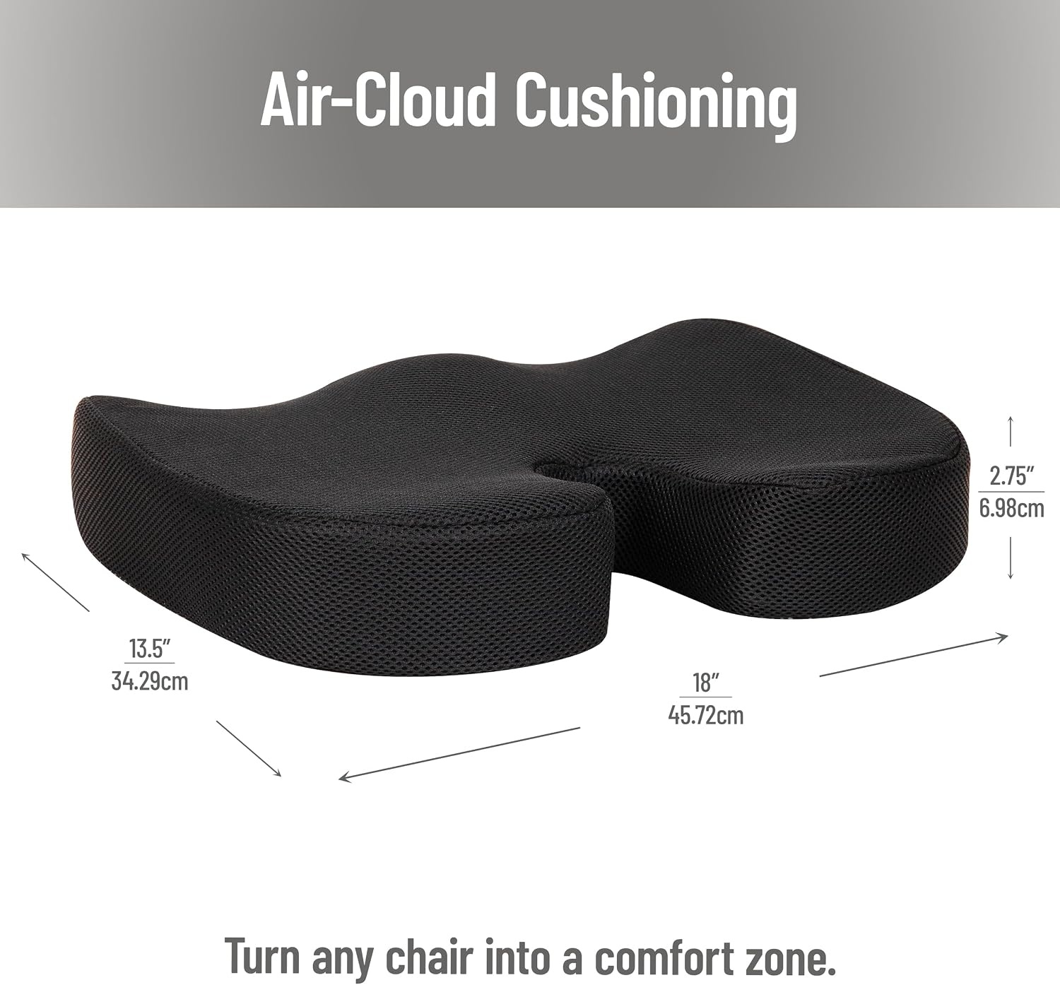 image:imageMind Reader Memory Foam Seat Cushion with AirCloud Technology Tailbone Cutout for Sciatica amp Coccyx Relief NonSlip Office Chair Cushion PinkBlack