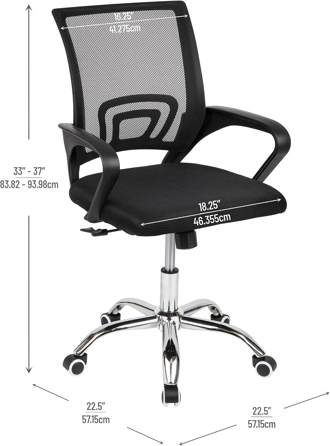 image:imageMind Reader Office Chair with Wheels Pink Height Adjustable Mesh Desk Chair Armrests Lumbar SupportBlack